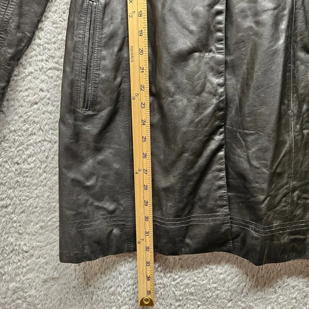 Coach Womens Black Leather Jacket Size XS Mid Length